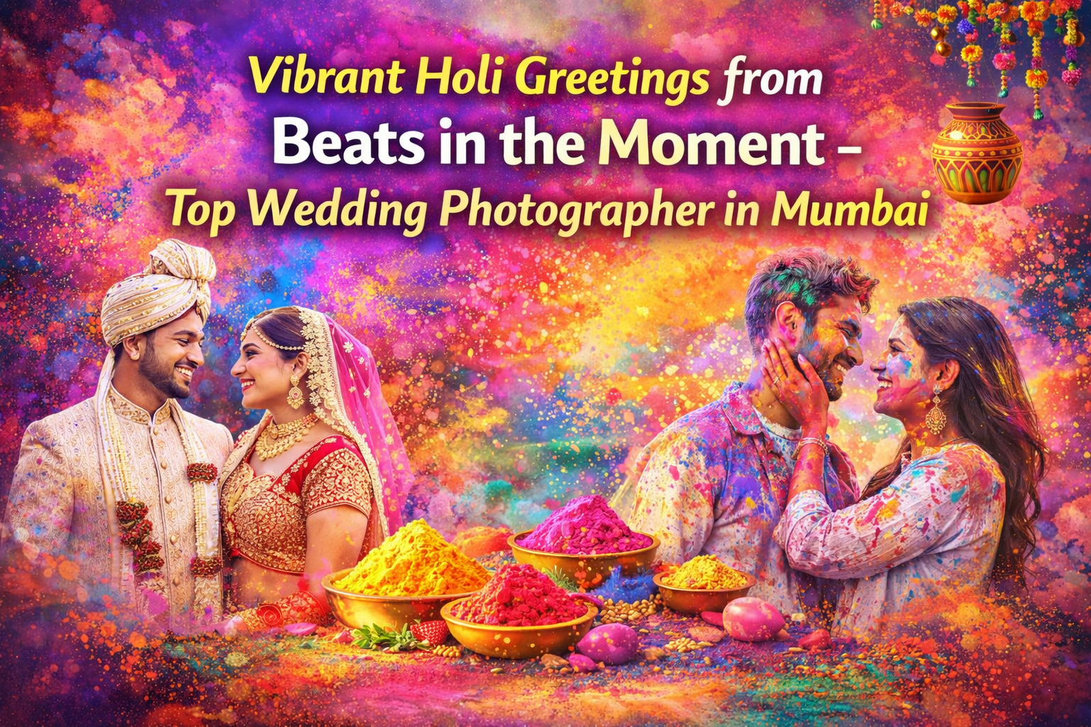 Read more about the article Vibrant Holi Greetings from Beats in the Moment – Top Wedding Photographer in Mumbai