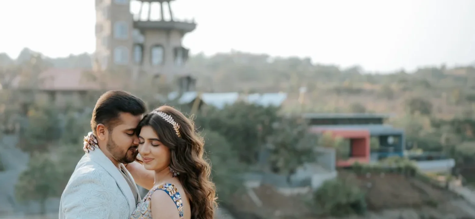 Bride and groom from Mumbai during Dubai destination wedding”