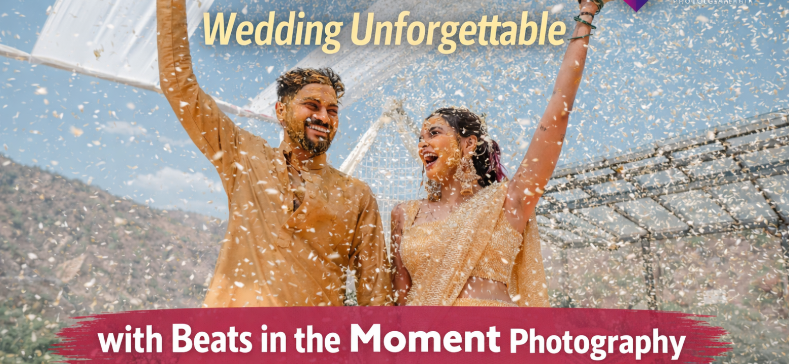 Indian couple celebrating Haldi ceremony with flower petals during outdoor pre-wedding shoot